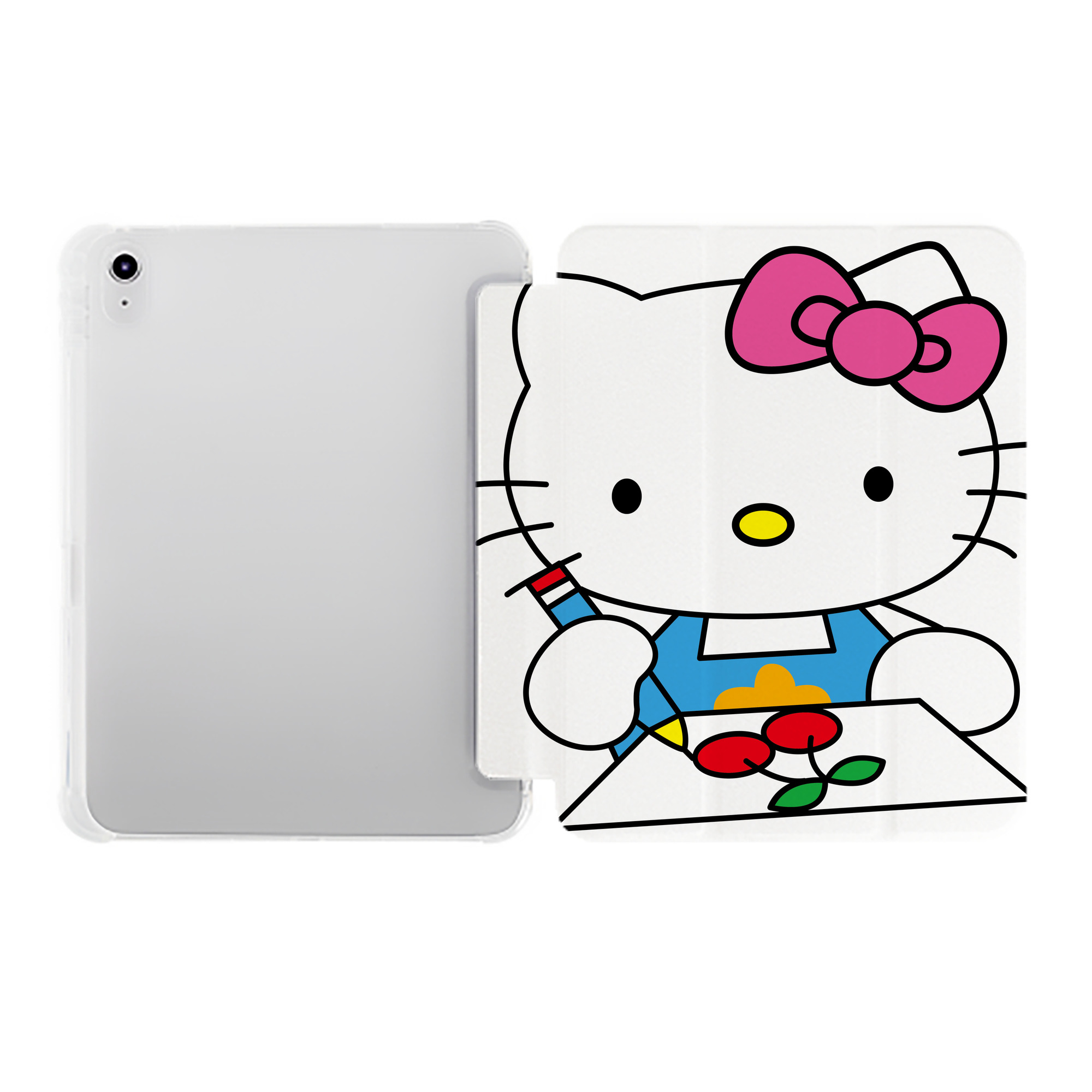 （画像用） Hello Kitty ハローキティ IPad ケース ペン収納付き 三つ折りスタンド PUレザー×シリコン 対応機種9.5/10.5/10.9インチ